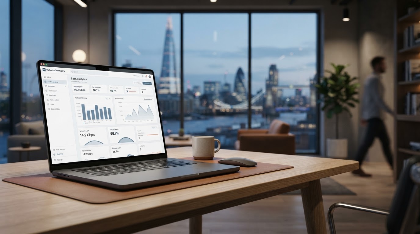 Robuste Termvoire dashboard used by a location-independent investor reviewing predictive analytics